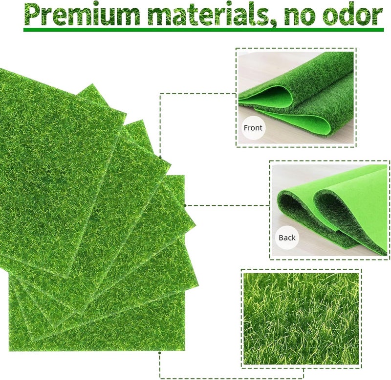 KAEZDD 10 Pieces of 6x6 Inches Fake Grass for Crafts - Artificial Grass - DIY Mini Garden Decor - Faux Turf Squares - Image 3